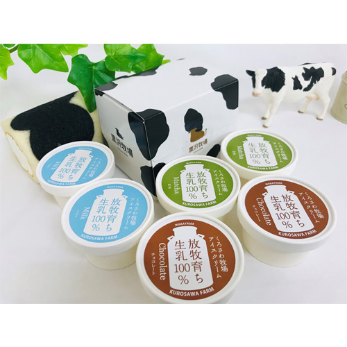 黒沢牧場 牛柄ロールケーキと牧場アイス6個セット